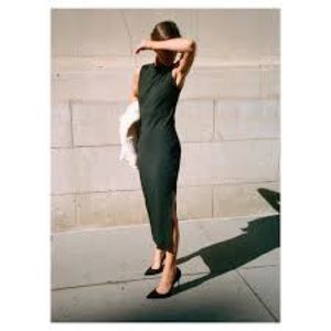 AYR The Long Weekend Ribbed Midi Dress Women's Black Small Sleeveless